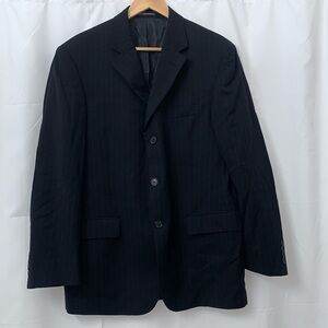 Men’s Andrew Fezza Navy Pin Striped Sports Coat Size 40R EUC